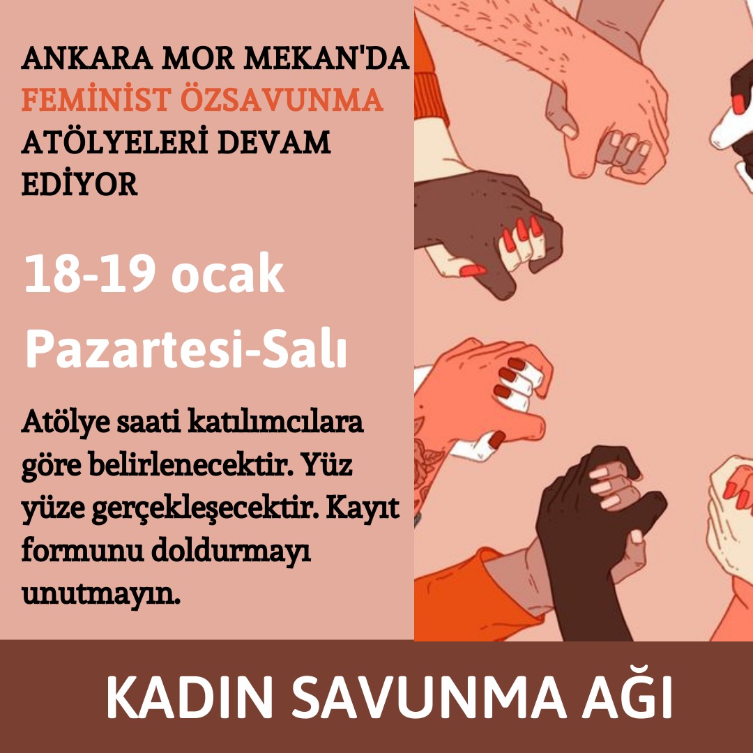 Ankara Mor Mekan’da feminist özsavunma atölyesi 18-19 Ocak’da